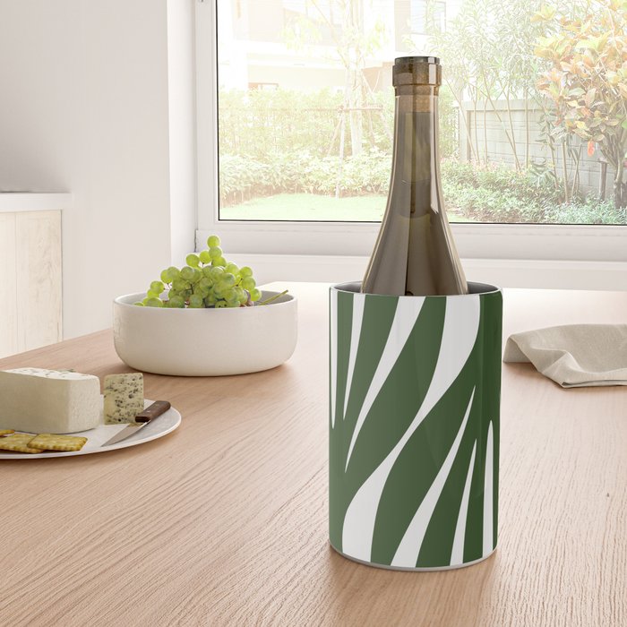 Maldives Minimalist Botanical Abstract in Forest Green and White  Wine Chiller Gallery Image 4