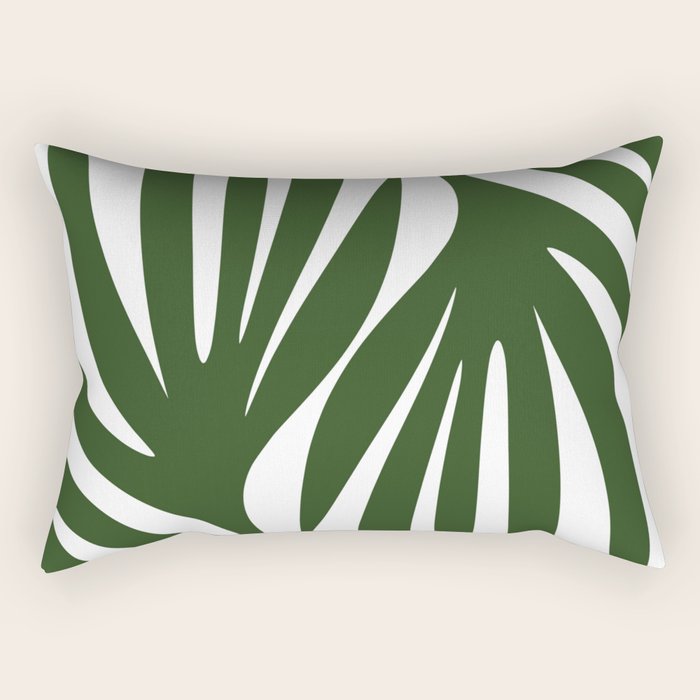 Maldives Minimalist Botanical Abstract in Forest Green and White  Rectangular Pillow Gallery Image 2