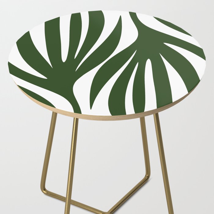 Maldives Minimalist Botanical Abstract in Forest Green and White  Side Table Gallery Image 2