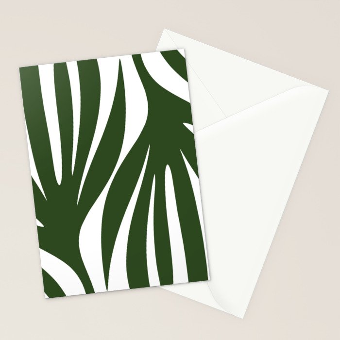 Maldives Minimalist Botanical Abstract in Forest Green and White  Stationery Card Gallery Image 2