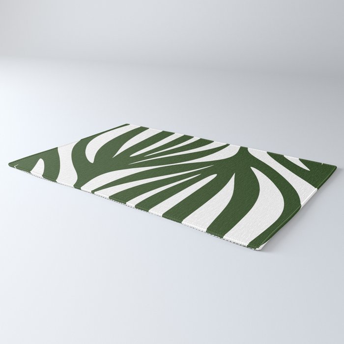 Maldives Minimalist Botanical Abstract in Forest Green and White  Rug Gallery Image 3