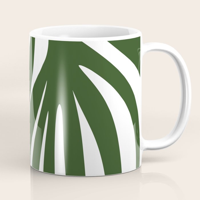 Maldives Minimalist Botanical Abstract in Forest Green and White  Coffee Mug Gallery Image 1