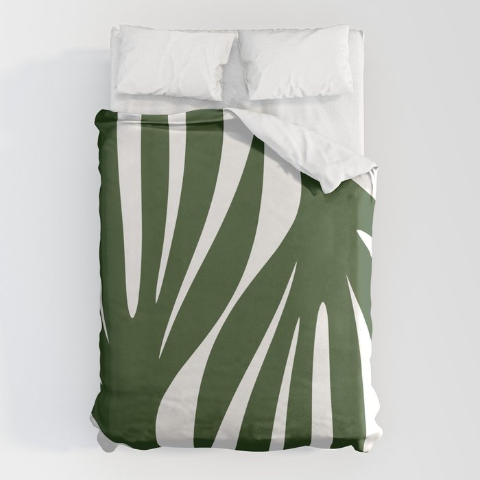 Maldives Minimalist Botanical Abstract in Forest Green and White  Duvet Cover Gallery Image 1