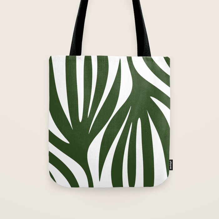Maldives Minimalist Botanical Abstract in Forest Green and White  Tote Bag Gallery Image 1