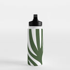 Maldives Minimalist Botanical Abstract in Forest Green and White  Water Bottle Gallery Image 3