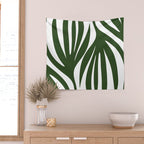 Maldives Minimalist Botanical Abstract in Forest Green and White  Wall Tapestry Gallery Image 2