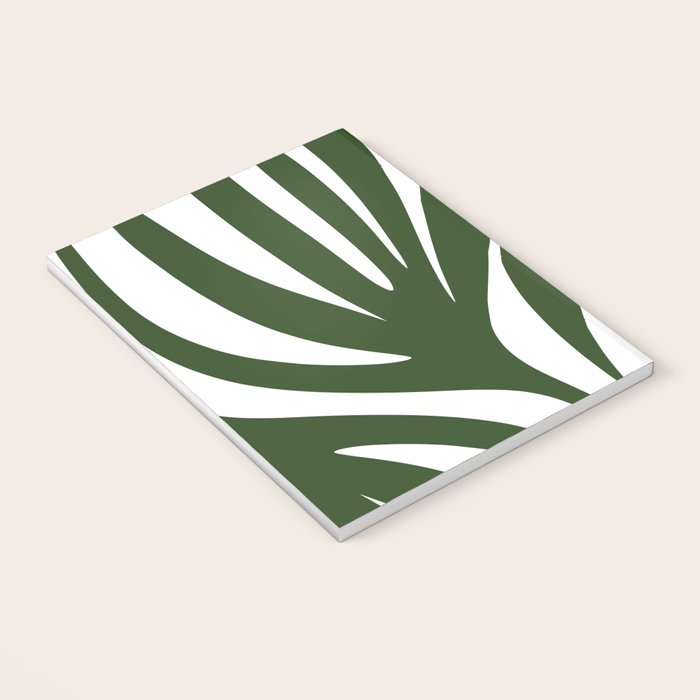 Maldives Minimalist Botanical Abstract in Forest Green and White  Notebook Gallery Image 3