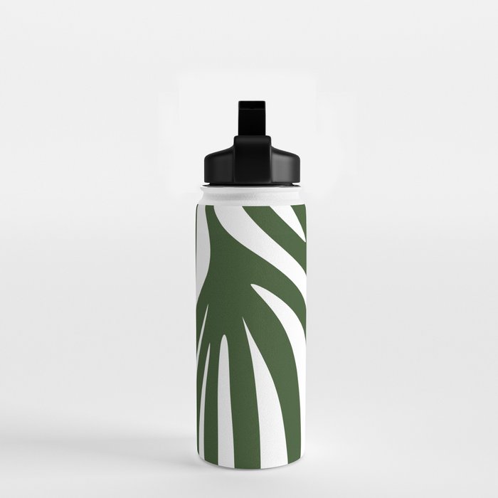 Maldives Minimalist Botanical Abstract in Forest Green and White  Water Bottle Gallery Image 2