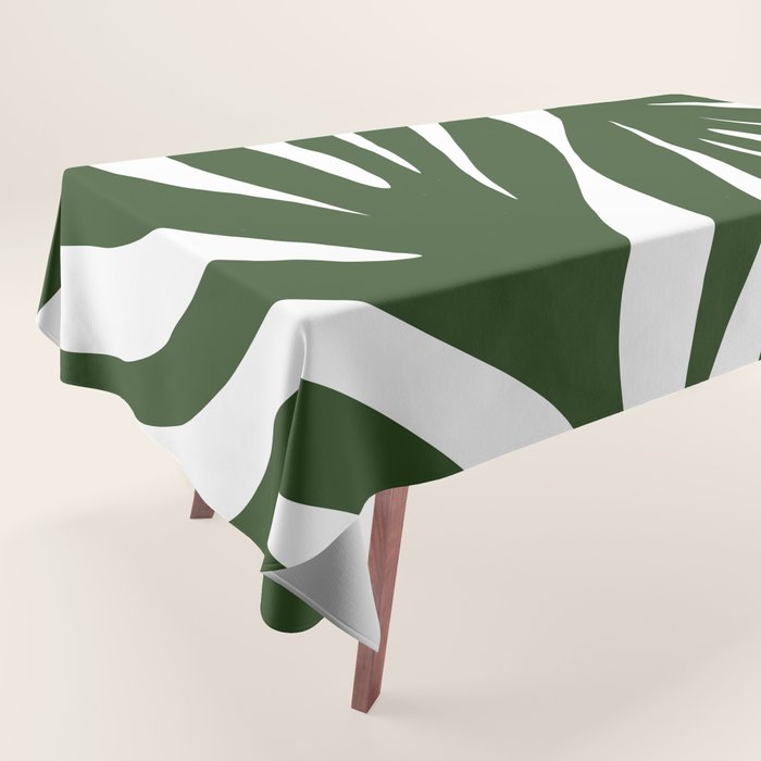 Maldives Minimalist Botanical Abstract in Forest Green and White  Tablecloth Gallery Image 1