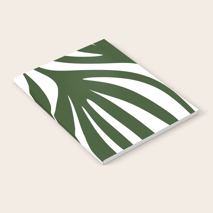 Maldives Minimalist Botanical Abstract in Forest Green and White  Notebook Gallery Image 1