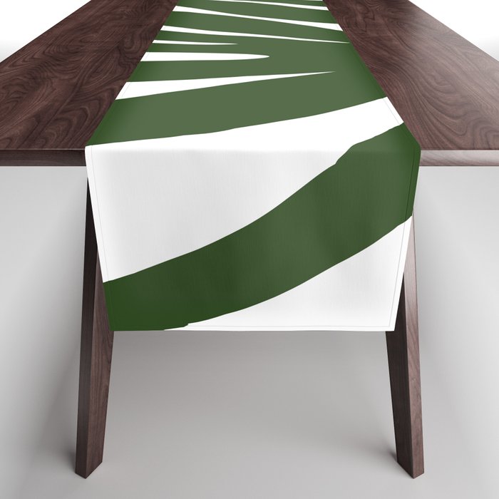 Maldives Minimalist Botanical Abstract in Forest Green and White  Table Runner Gallery Image 1