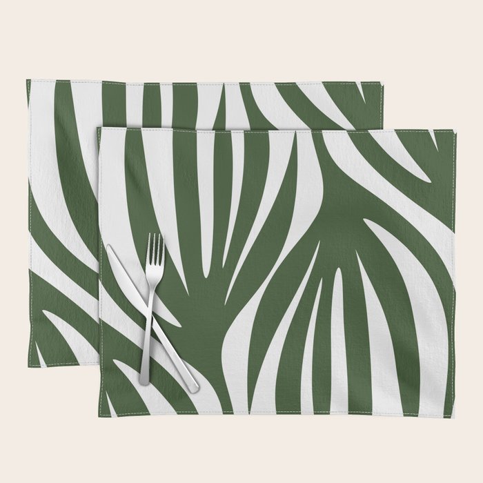 Maldives Minimalist Botanical Abstract in Forest Green and White  Placemat Gallery Image 1