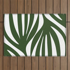 Maldives Minimalist Botanical Abstract in Forest Green and White  Outdoor Rug Gallery Image 1