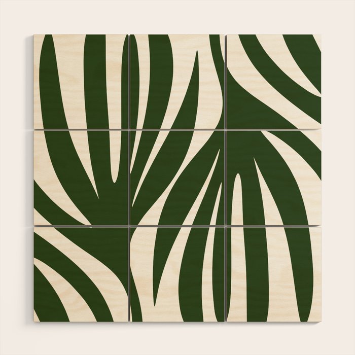 Maldives Minimalist Botanical Abstract in Forest Green and White  Wood Wall Art Gallery Image 1