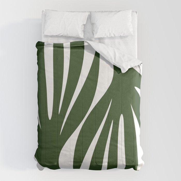 Maldives Minimalist Botanical Abstract in Forest Green and White  Comforter Gallery Image 6