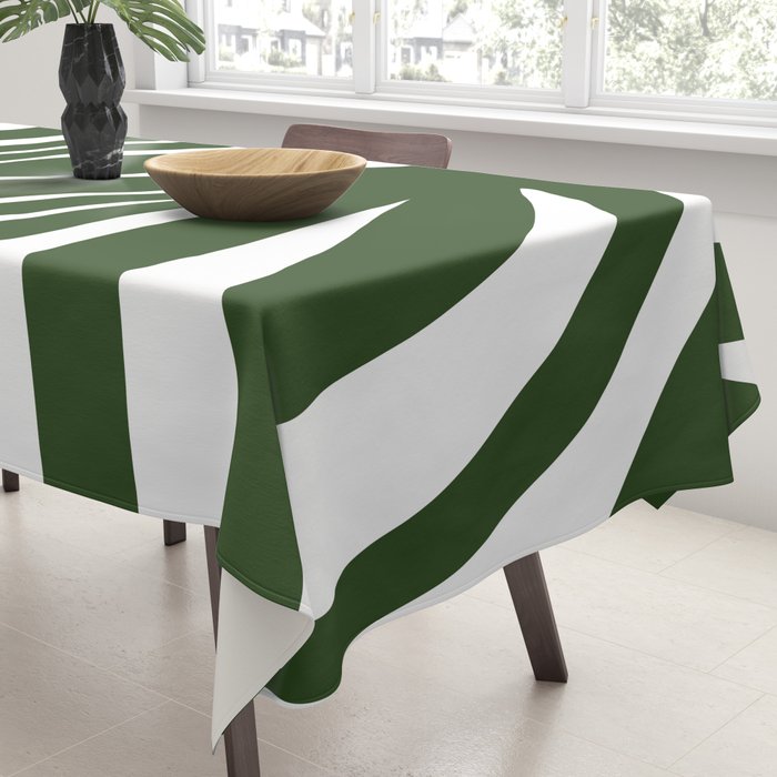 Maldives Minimalist Botanical Abstract in Forest Green and White  Tablecloth Gallery Image 3
