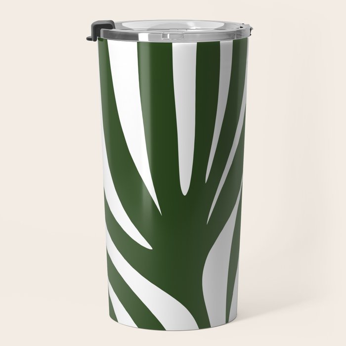Maldives Minimalist Botanical Abstract in Forest Green and White  Travel Mug Gallery Image 3