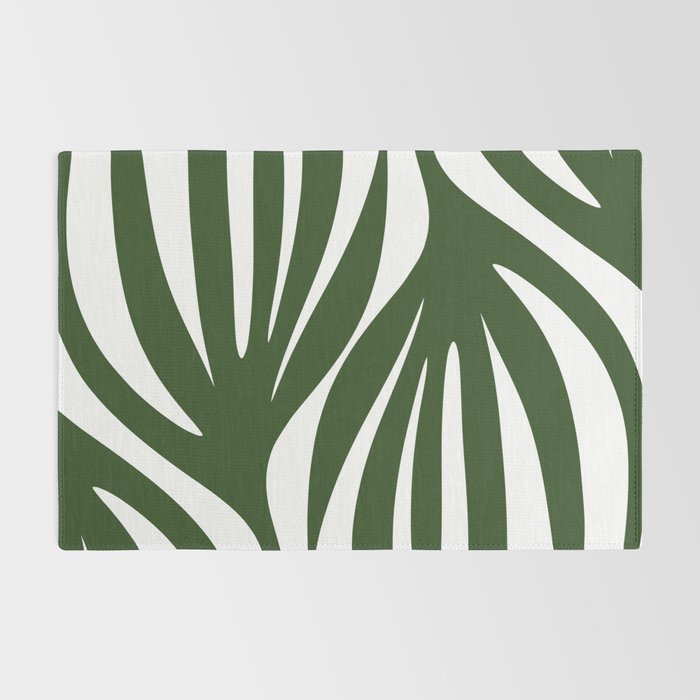 Maldives Minimalist Botanical Abstract in Forest Green and White  Rug Gallery Image 2