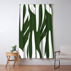 Maldives Minimalist Botanical Abstract in Forest Green and White  Window Curtain Gallery Image 5