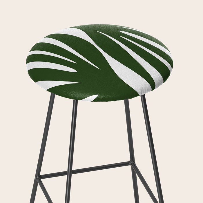 Maldives Minimalist Botanical Abstract in Forest Green and White  Stool Gallery Image 2