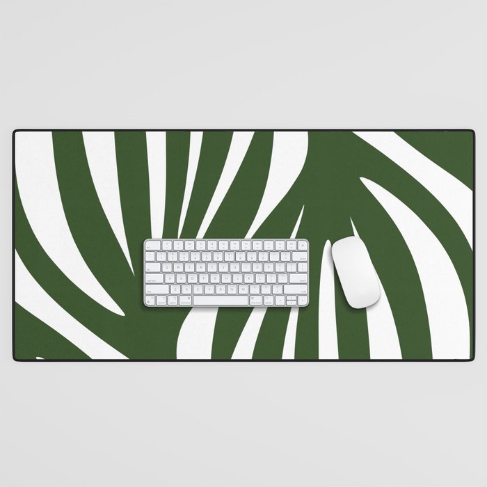 Maldives Minimalist Botanical Abstract in Forest Green and White  Desk Mat Gallery Image 1