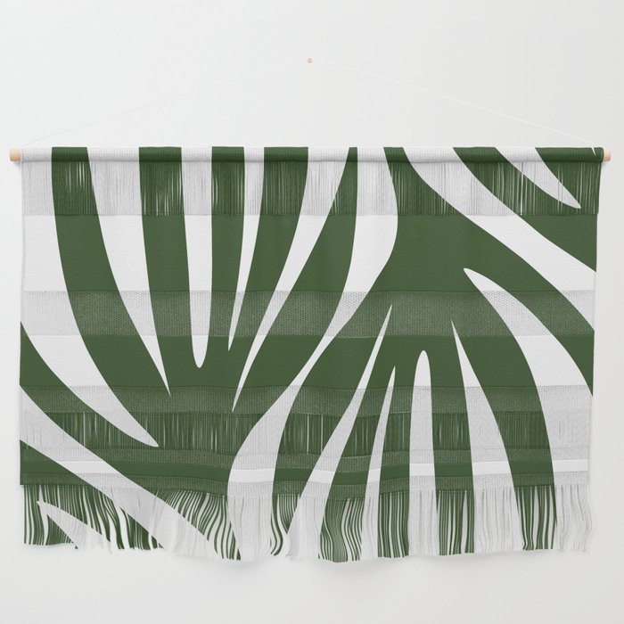 Maldives Minimalist Botanical Abstract in Forest Green and White  Wall Hanging Gallery Image 1