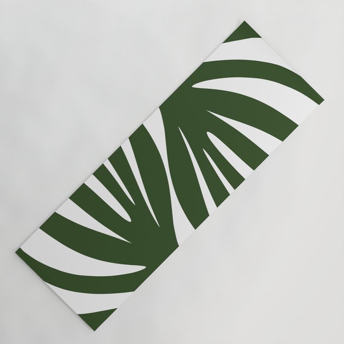 Maldives Minimalist Botanical Abstract in Forest Green and White  Yoga Mat Gallery Image 1