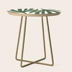 Maldives Minimalist Botanical Abstract in Forest Green and White  Side Table Gallery Image 1