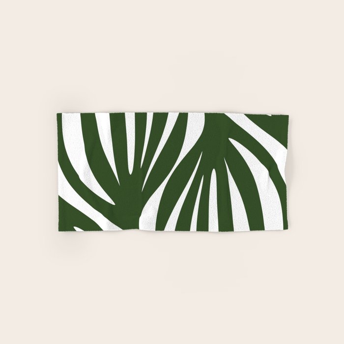 Maldives Minimalist Botanical Abstract in Forest Green and White  Bath Towel Gallery Image 1