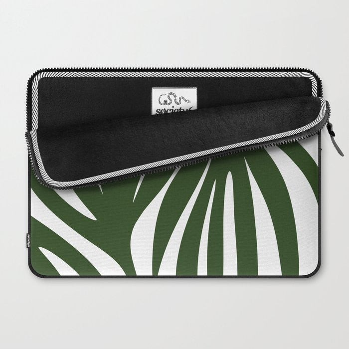 Maldives Minimalist Botanical Abstract in Forest Green and White  Laptop Sleeve Gallery Image 2