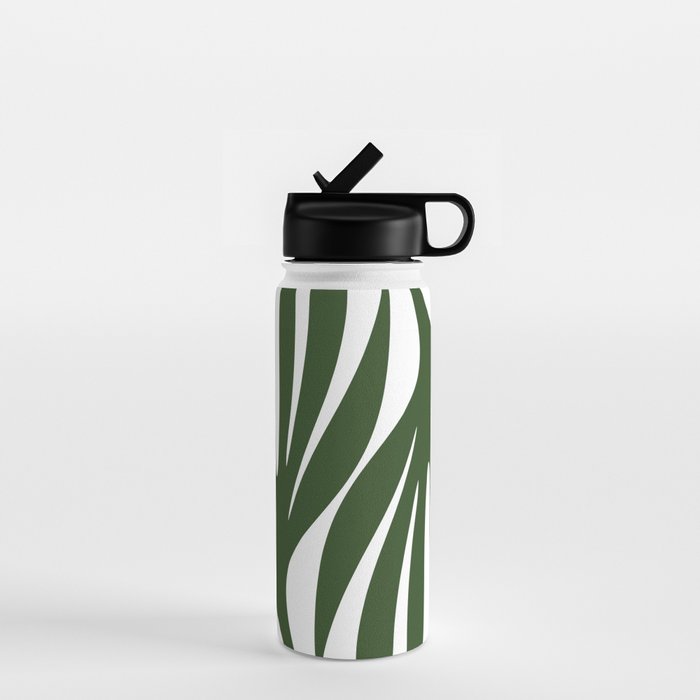 Maldives Minimalist Botanical Abstract in Forest Green and White  Water Bottle Gallery Image 1