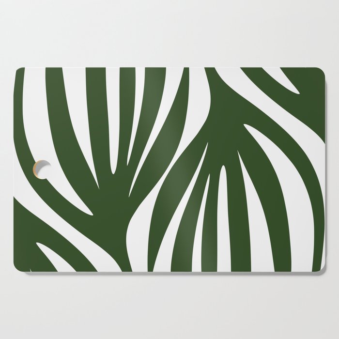 Maldives Minimalist Botanical Abstract in Forest Green and White  Cutting Board Gallery Image 1