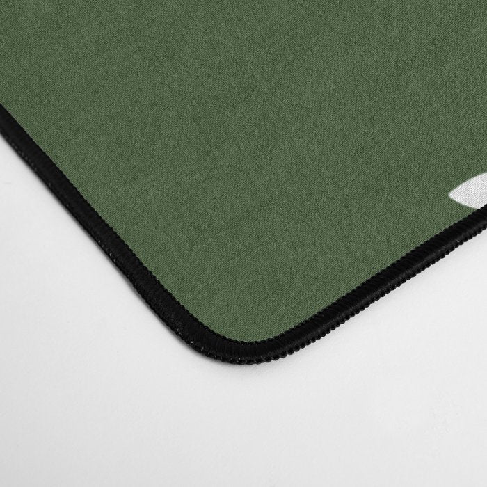 Maldives Minimalist Botanical Abstract in Forest Green and White  Desk Mat Gallery Image 4