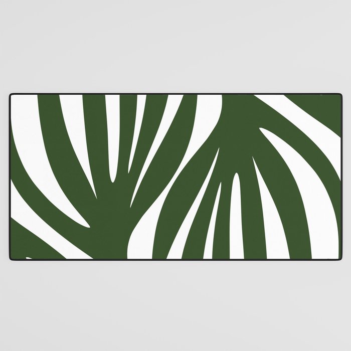 Maldives Minimalist Botanical Abstract in Forest Green and White  Desk Mat Gallery Image 3