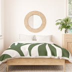 Maldives Minimalist Botanical Abstract in Forest Green and White  Duvet Cover Gallery Image 3