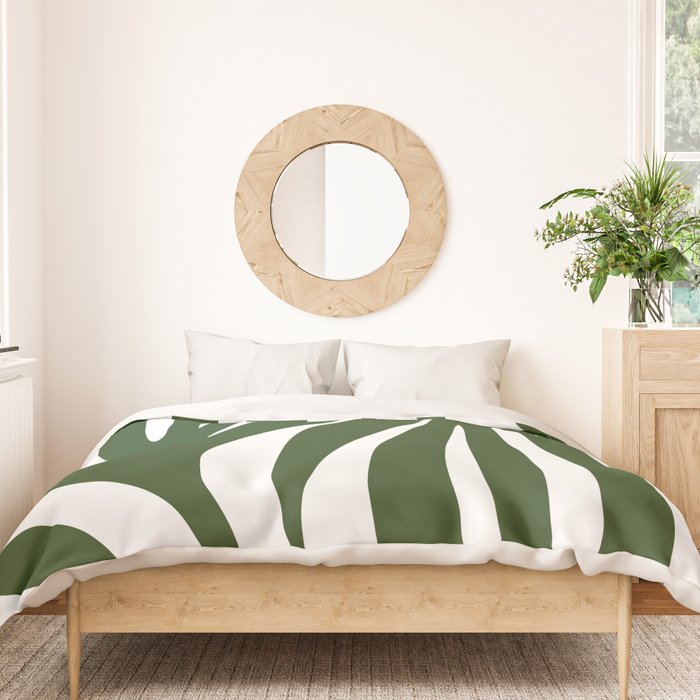 Maldives Minimalist Botanical Abstract in Forest Green and White  Duvet Cover Gallery Image 3