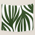 Maldives Minimalist Botanical Abstract in Forest Green and White  Wall Tapestry Gallery Image 4