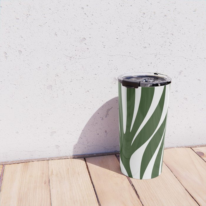 Maldives Minimalist Botanical Abstract in Forest Green and White  Travel Mug Gallery Image 4