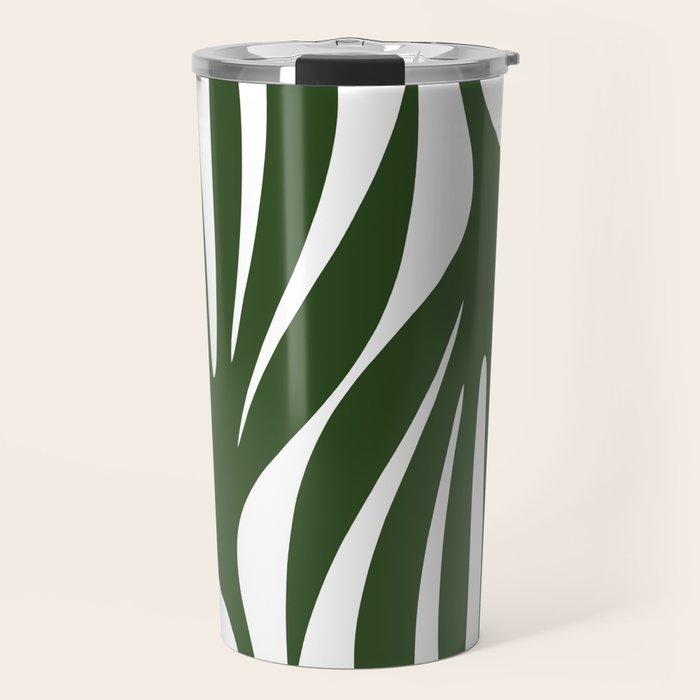 Maldives Minimalist Botanical Abstract in Forest Green and White  Travel Mug Gallery Image 1