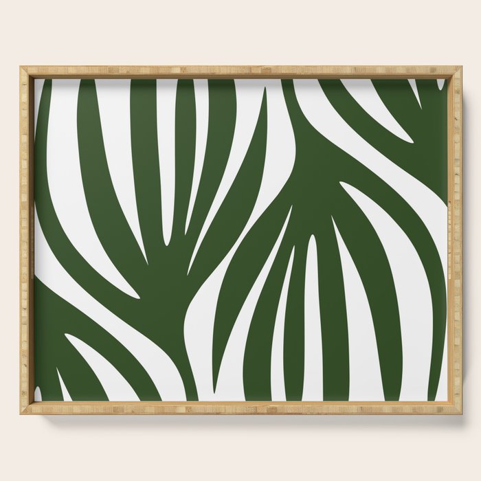 Maldives Minimalist Botanical Abstract in Forest Green and White  Serving Tray Gallery Image 1