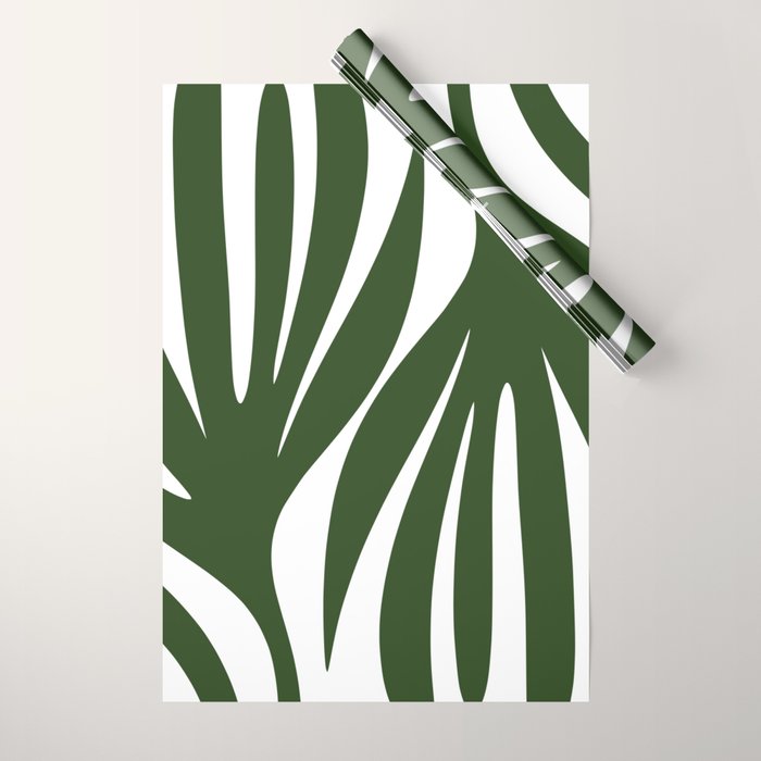 Maldives Minimalist Botanical Abstract in Forest Green and White  Wrapping Paper Gallery Image 1