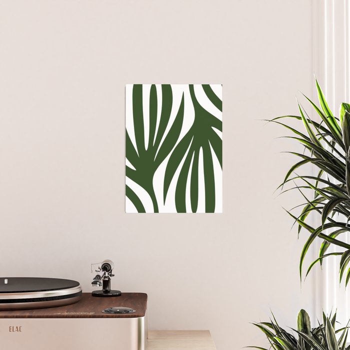 Maldives Minimalist Botanical Abstract in Forest Green and White  Poster Gallery Image 2
