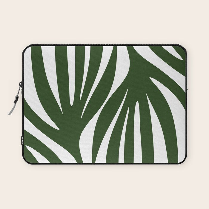 Maldives Minimalist Botanical Abstract in Forest Green and White  Laptop Sleeve Gallery Image 1