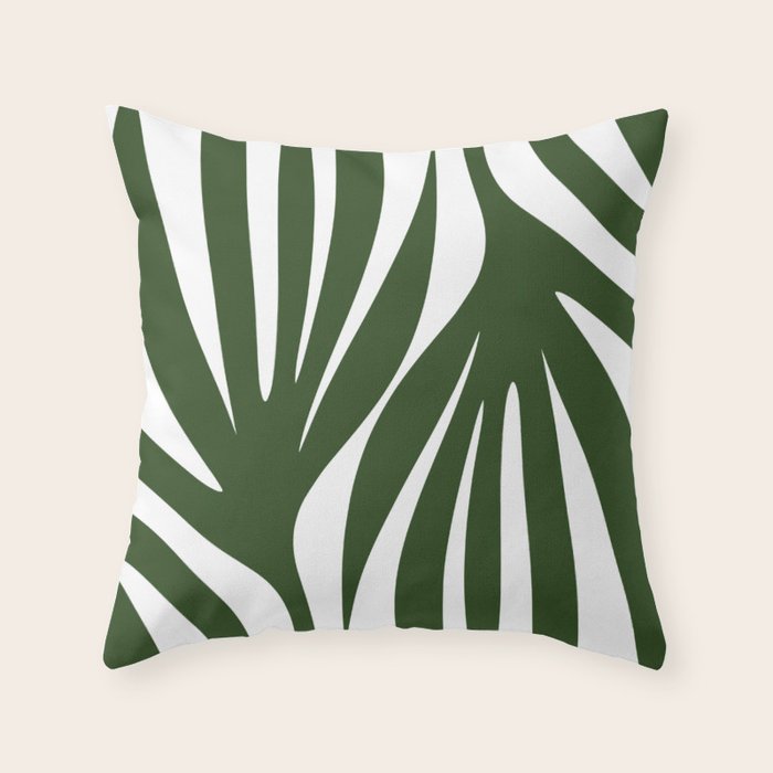 Maldives Minimalist Botanical Abstract in Forest Green and White  Throw Pillow Gallery Image 6