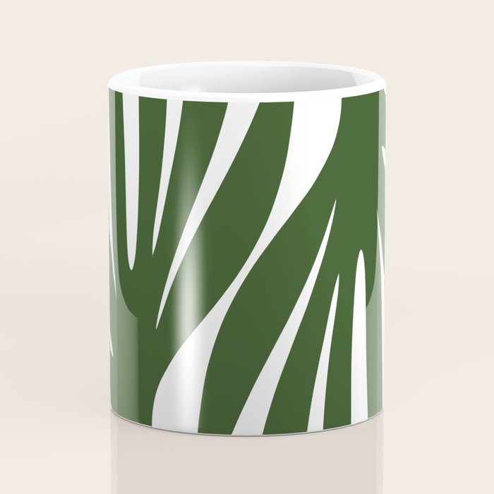 Maldives Minimalist Botanical Abstract in Forest Green and White  Coffee Mug Gallery Image 4