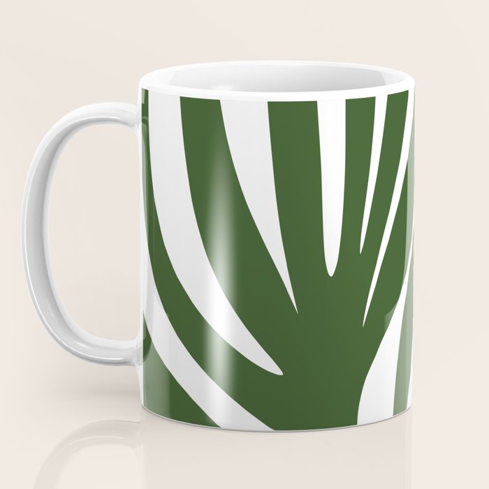 Maldives Minimalist Botanical Abstract in Forest Green and White  Coffee Mug Gallery Image 3