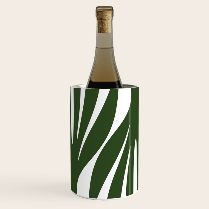 Maldives Minimalist Botanical Abstract in Forest Green and White  Wine Chiller Gallery Image 1