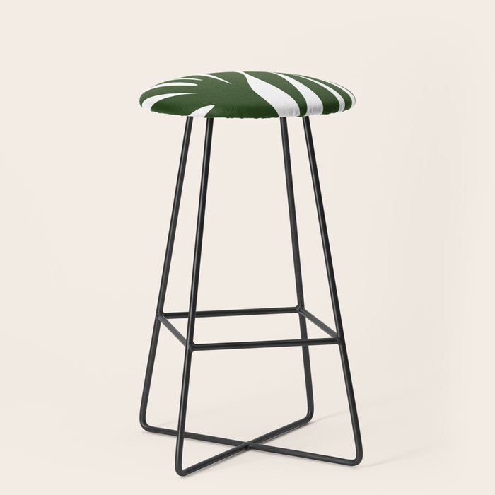 Maldives Minimalist Botanical Abstract in Forest Green and White  Stool Gallery Image 1
