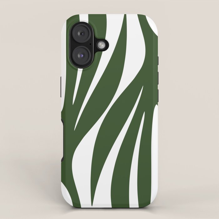 Maldives Minimalist Botanical Abstract in Forest Green and White  iPhone Case Gallery Image 1