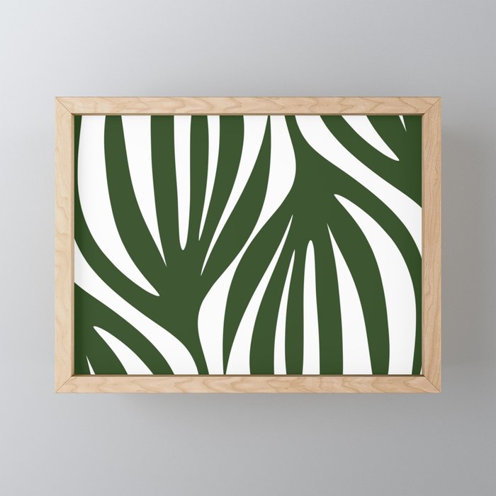 Maldives Minimalist Botanical Abstract in Forest Green and White  Mini Art Print Gallery Image 1